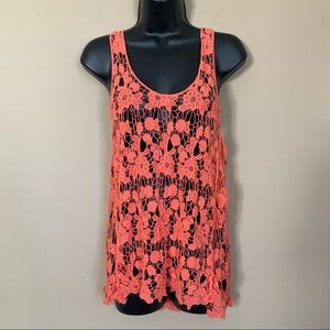 3/$15 SALE!  Tobi Coral Crochet Lace Tank Top Beach Cover Up